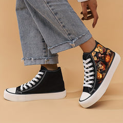 Anime Girl Halloween Platform Canvas High Top Sneakers