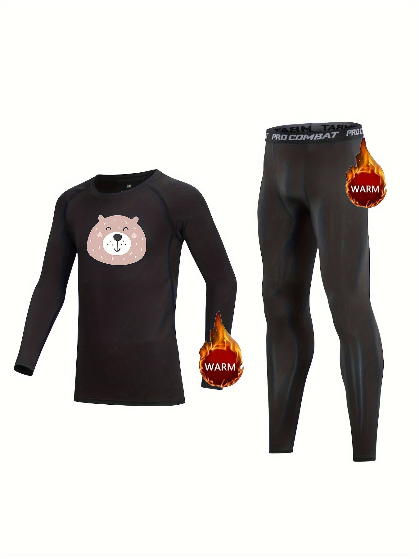 Kids Compression Fleece Sets Long Sleeve Crew Neck Pullover Matching Pants