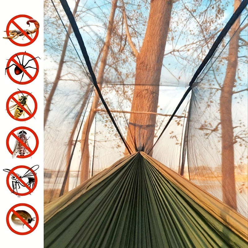 200kg Hammock w/ Carabiners, Straps, Carry Pocket - Camping, Travel, Beach