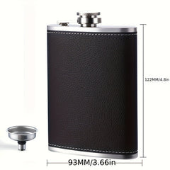 Stainless Steel Wine Jug Curved Leather Water Bottle for Camping