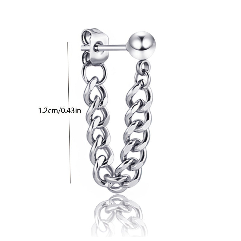 Men's Silver Stud Earrings Small Steel Ball Stainless Steel