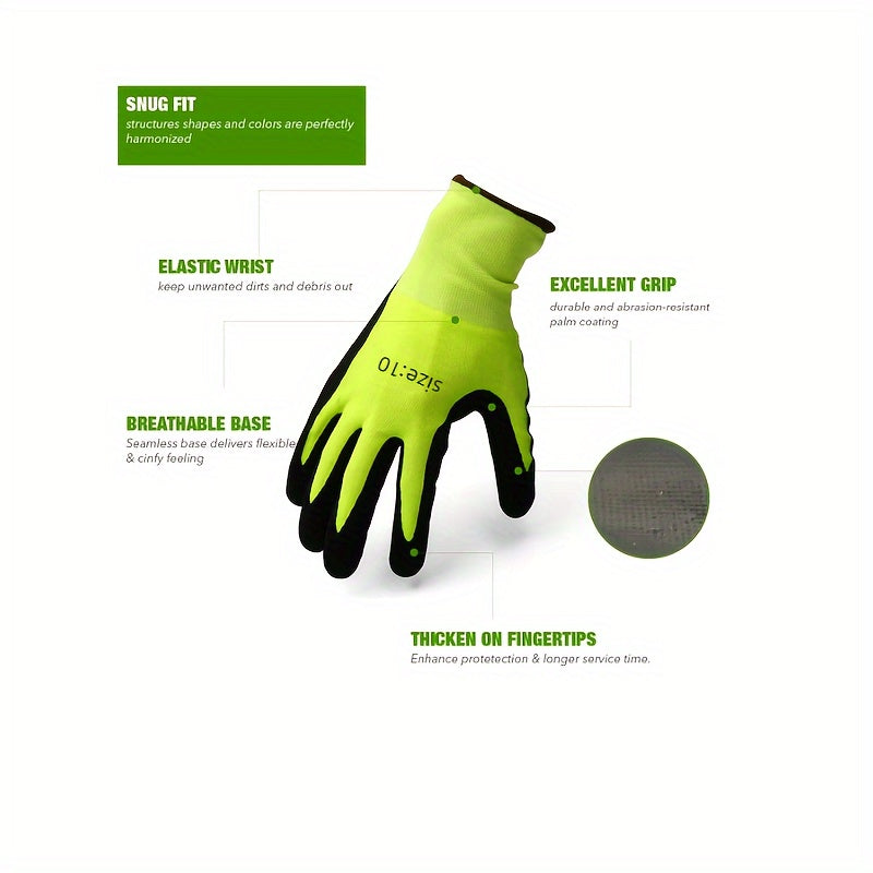 Gardening Gloves Rubber Coated Protective Work Gloves Medium Size