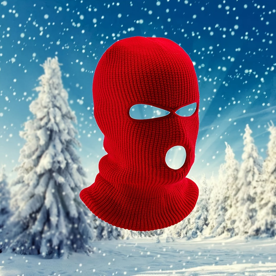 Men's Winter Cycling Hat Beanie Face Covering 3 Hole Knitted Full Face Cover