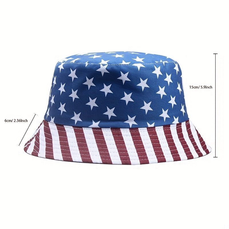 Sunshade Bucket Hat American Independence Pattern Sun Hat Men Women