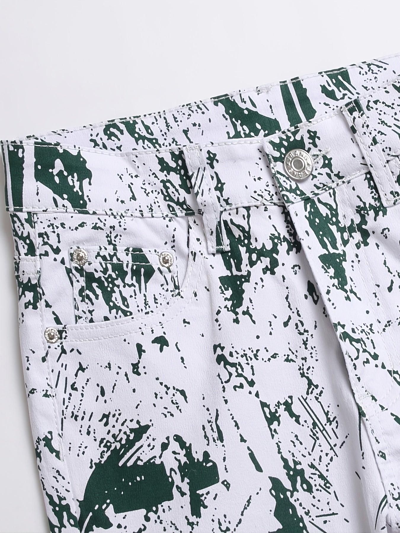 Printed Men's Jeans & Green Slim Fit Denim