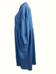  Casual Abaya Dress Women's Plus Solid Lantern Sleeve Maxi Dress