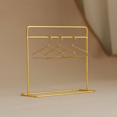 Mini Coat Rack Set with 3 Hangers - Golden Finish