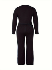  Colorblock Long Sleeve Top & Pants Set