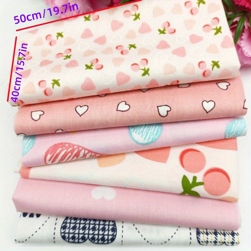 6pcs Love Printed Cotton Fabric Patchwork Group DIY Mother's Cloth 19.7x15.7in