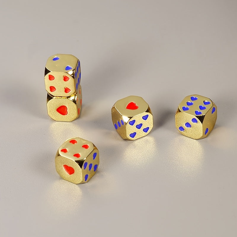 13mm Golden Solid Metal Heart Dice for Board Games
