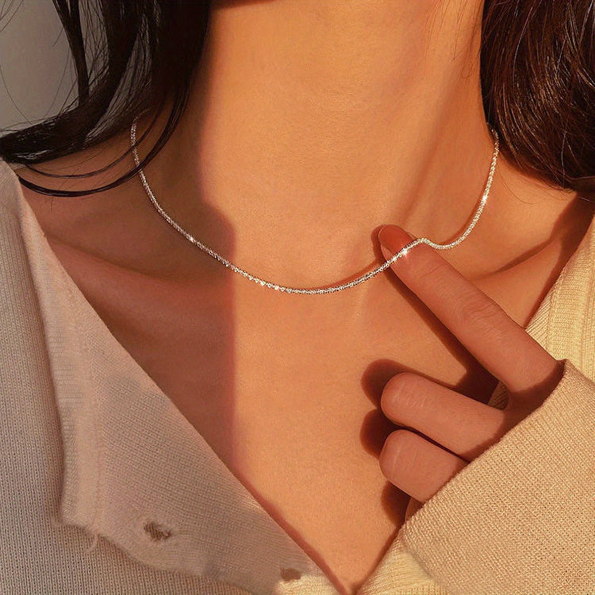 Wave Glitter Necklace for Women - Party Dating Gift Daily Decor