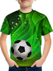 3D Print Boy's Soccer T-shirt Breathable Summer Top