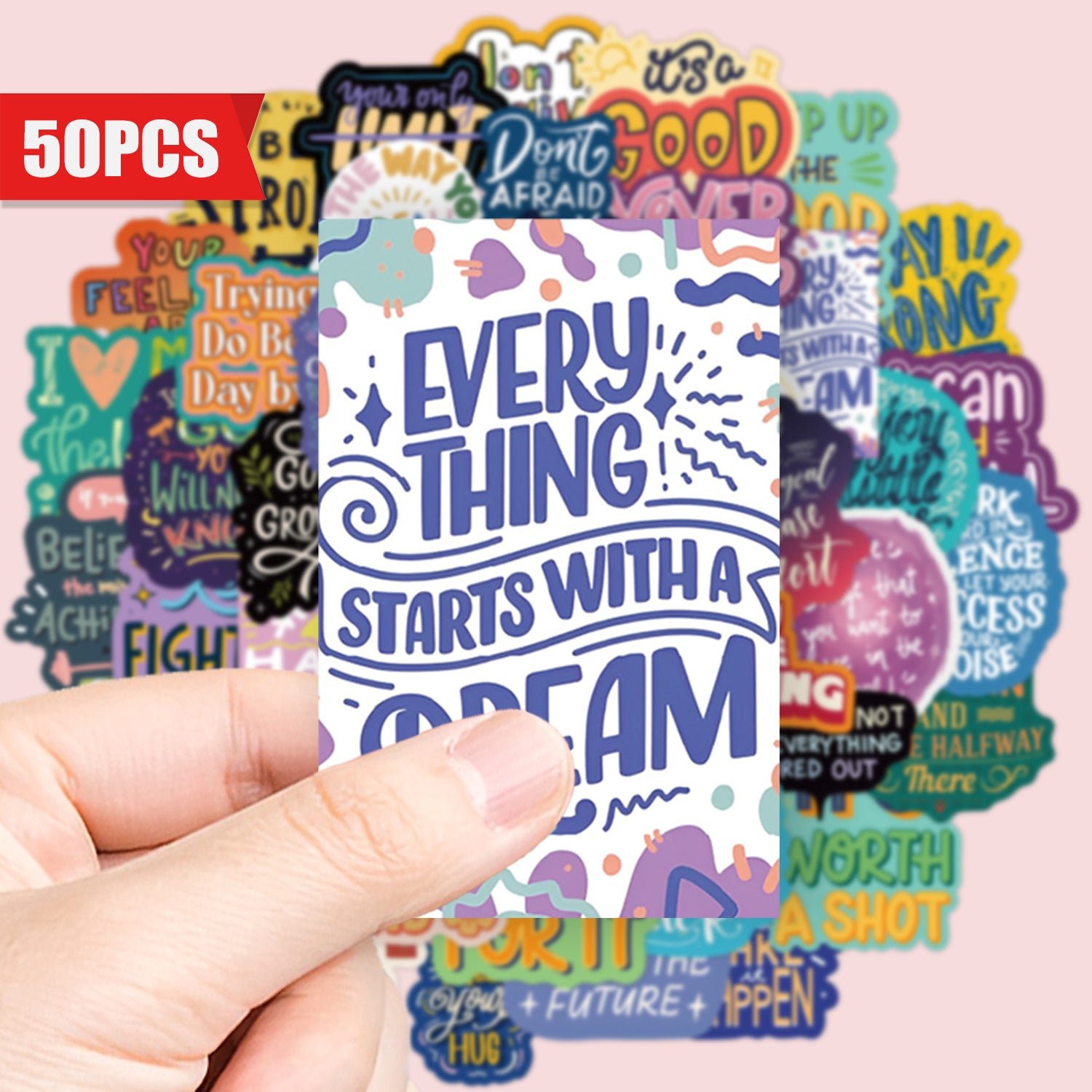 50pcs Inspirational Never Give Up Waterproof Stickers for Motivation & Strength