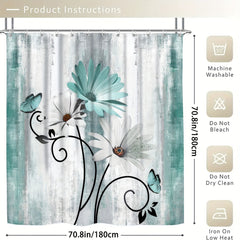 Butterfly Flower Shower Curtain Set