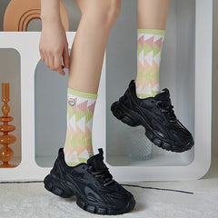5 Pairs Macaron Print Women's Socks Stockings
