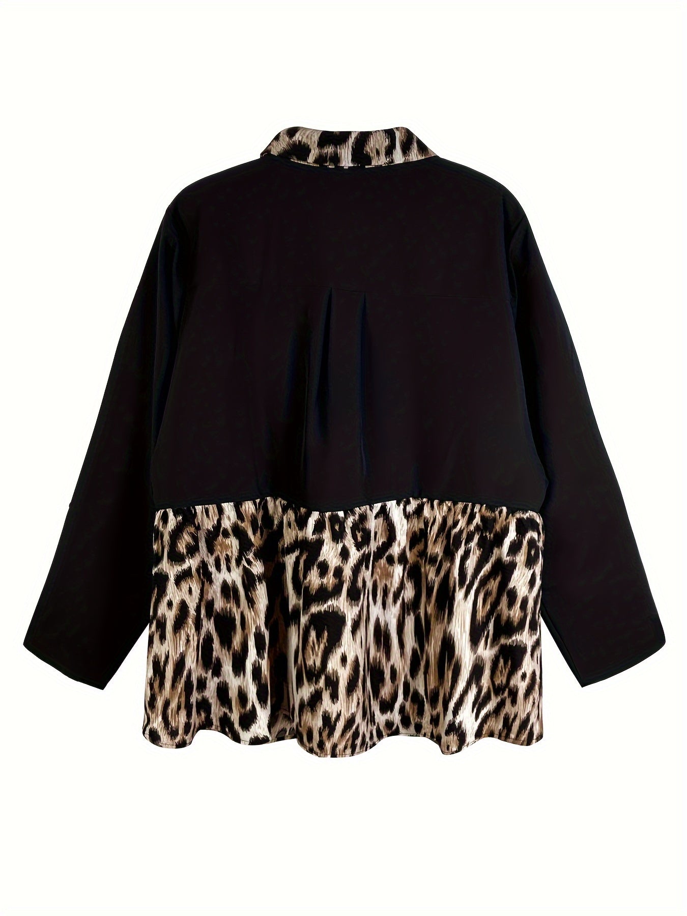 Casual Leopard Print Button Up Blouse