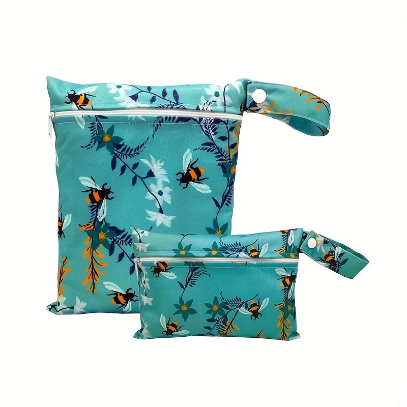 2pcs Bee Print Diaper Bags Washable Travel Bags Storage Bags