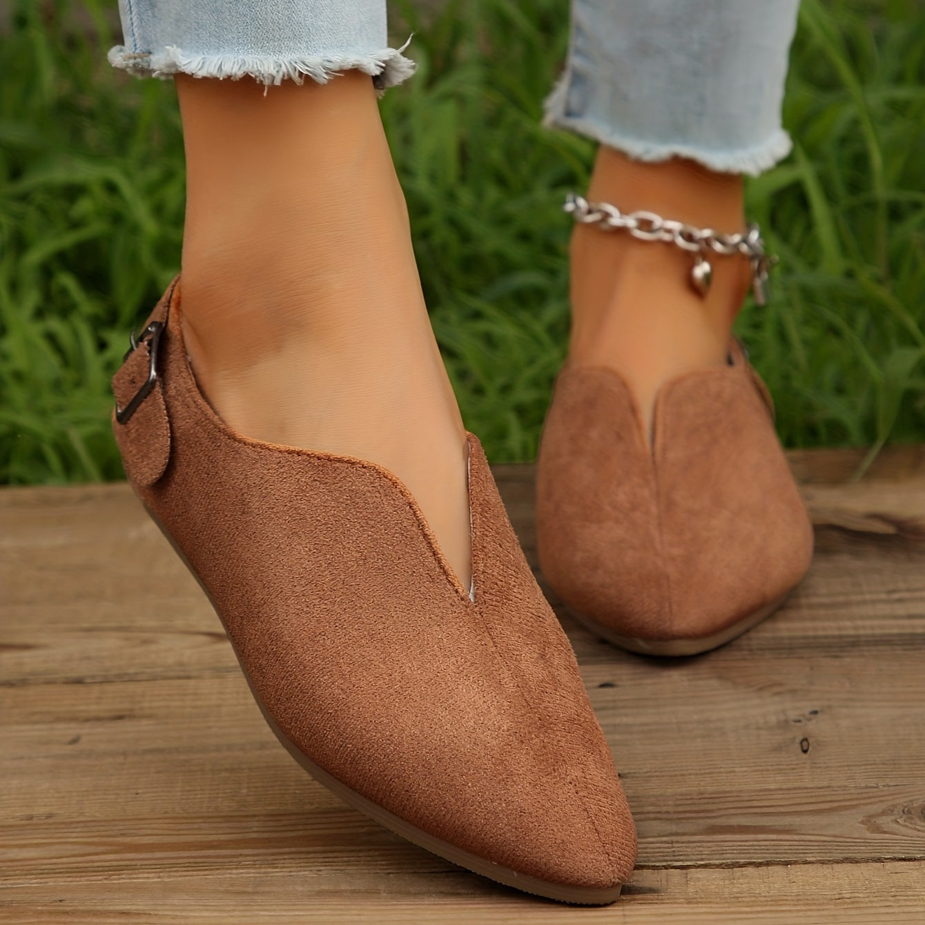 Lightweight Closed Toe Slip On Shoes with Buckle Strap Details