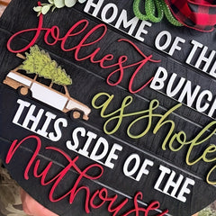 3D Crazy Christmas Holiday Funny Door Hanger Wooden Sign