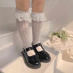 Girls Lace Heart Pattern Knee High Socks