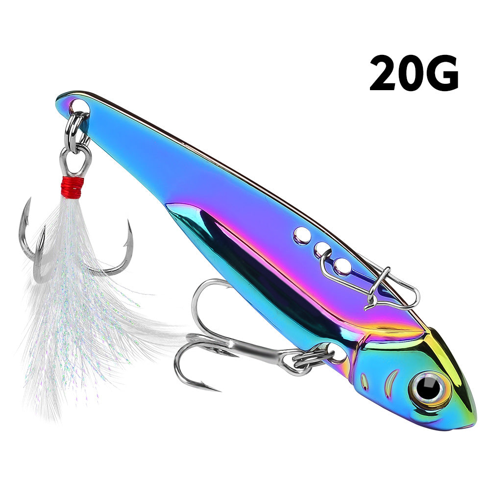 Reflective VIB Sequins Long Throw Lure with Feather Hook