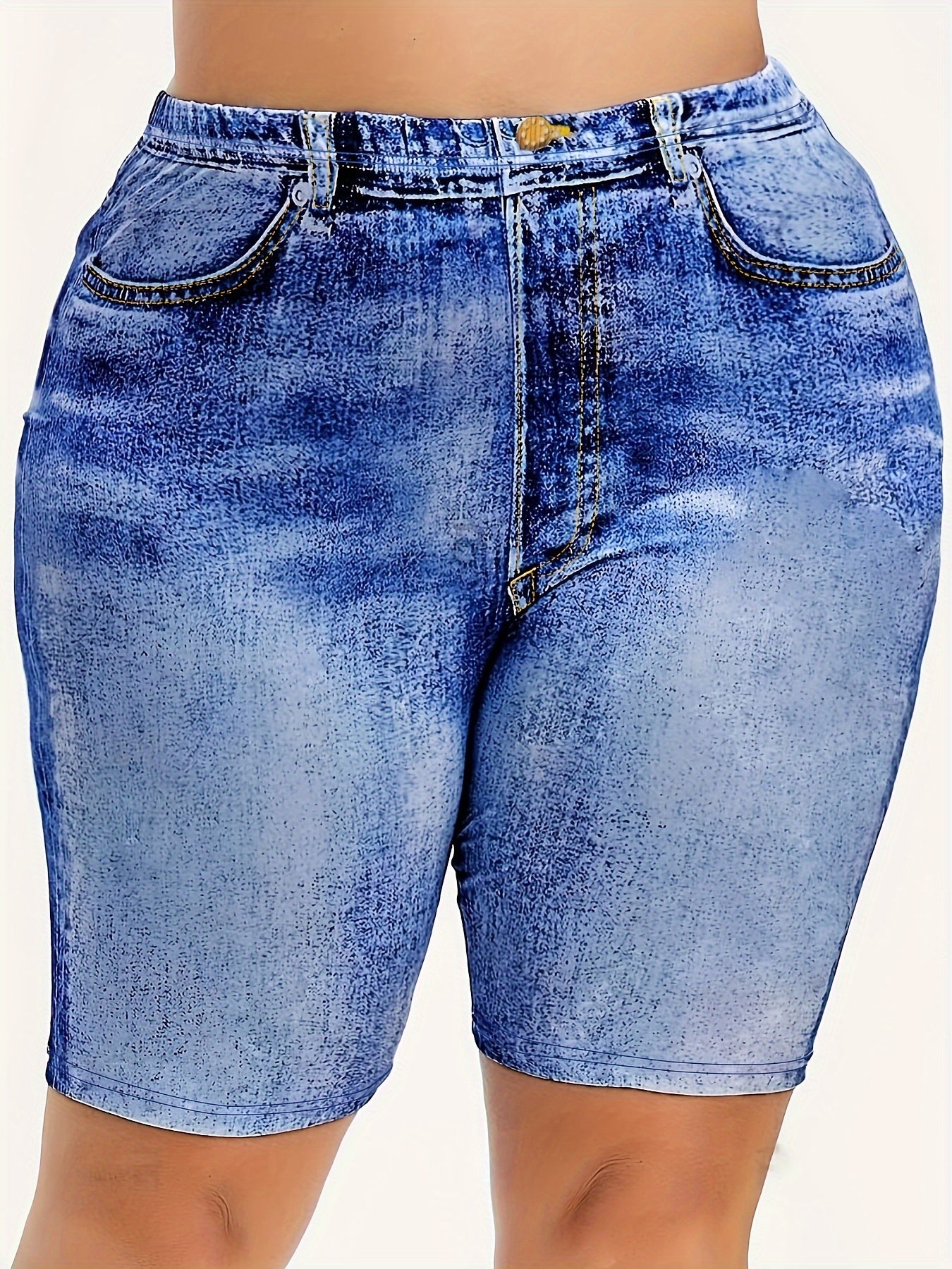 Gradient Denim Yoga Sports Shorts For Women