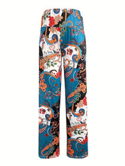  Boho Wide Leg Paisley Sports Pants