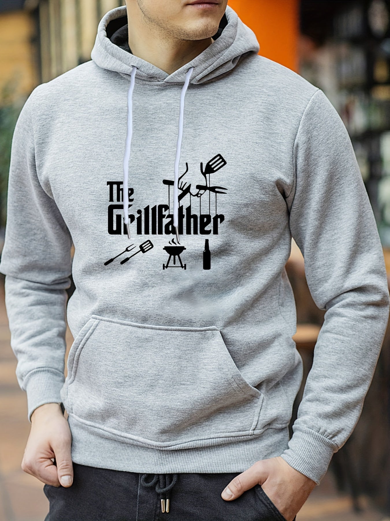 Grill Father Print Hoodie Men's Pullover Sweatshirt