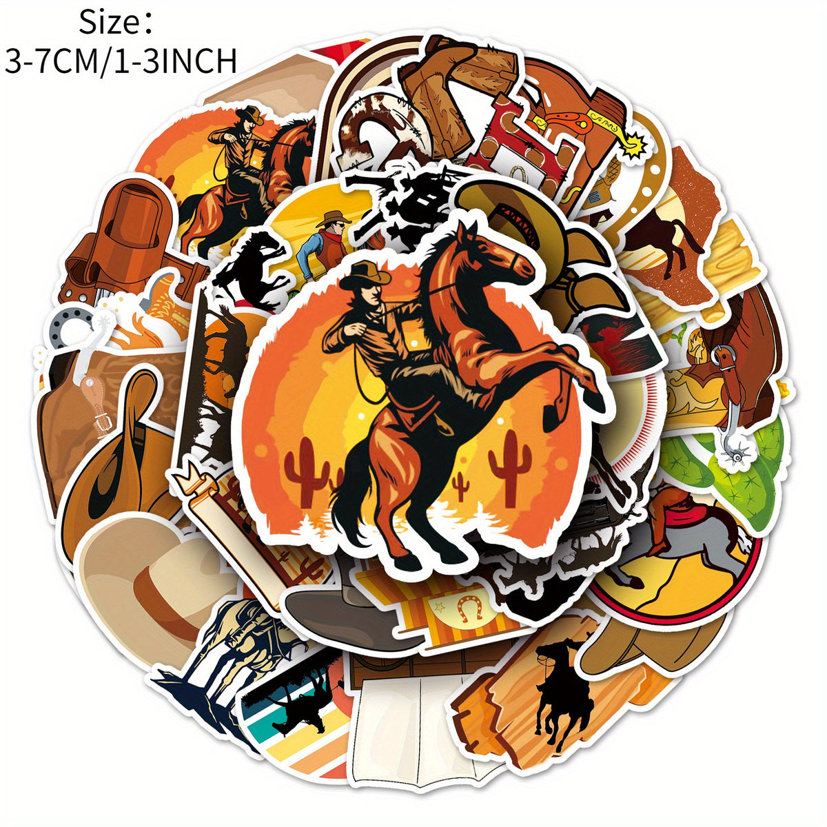 50pcs Western Cowboy Series Doodle Stickers for Phone Laptop Helmet Skateboard