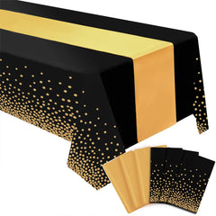 3pcs Disposable Golden Satin Silk Tablecloth