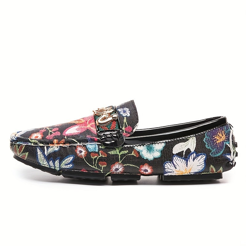 Floral Print Loafers Soft Sole Slip On Shoes Comfy Flat Shoes