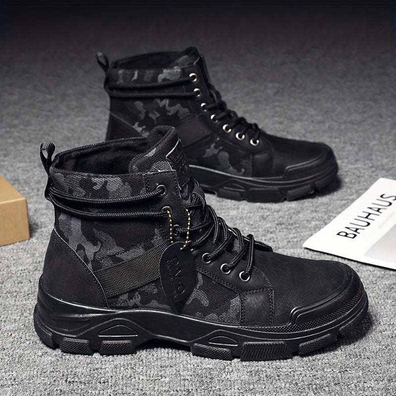 Men's Tactical Camo High Top Lace Up Boots Outdoor Hiking Shoes