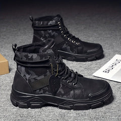 Men's Tactical Camo High Top Lace Up Boots Outdoor Hiking Shoes