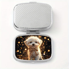 Dog Print Square Medicine Box Two Compartment Pill Box