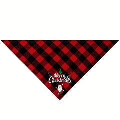 Christmas Pet Triangle Scarf Plaid Dog Saliva Towel Santa Claus Letter Graphic