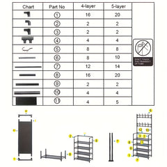 5 Layer Shoe And Hat Rack Standing Coat Rack