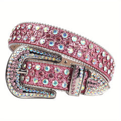 Men's Sparkle Pink Rhinestone Western Belt