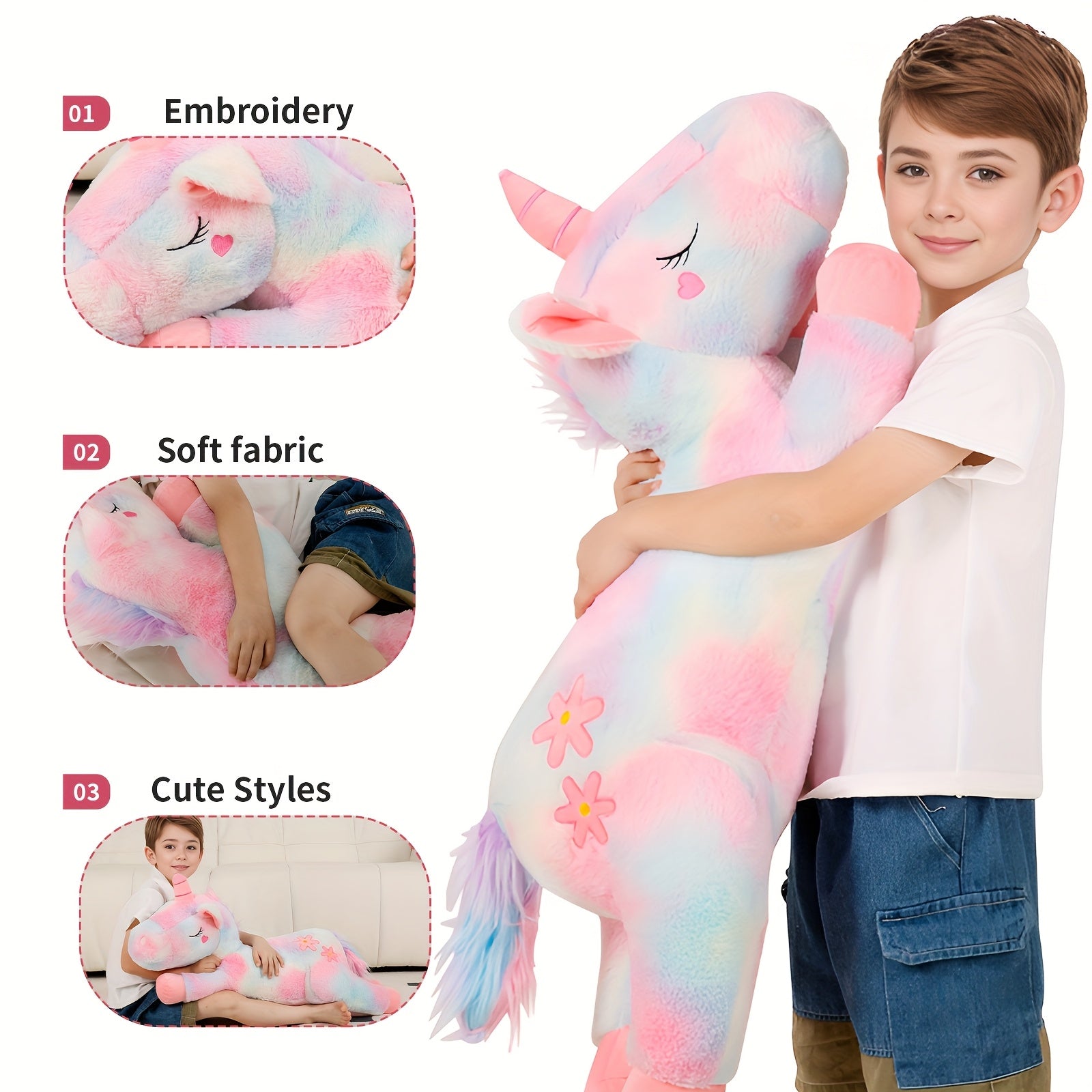 32 Inch Rainbow Unicorn Plush Toy - Colorful Stuffed Animal Gift
