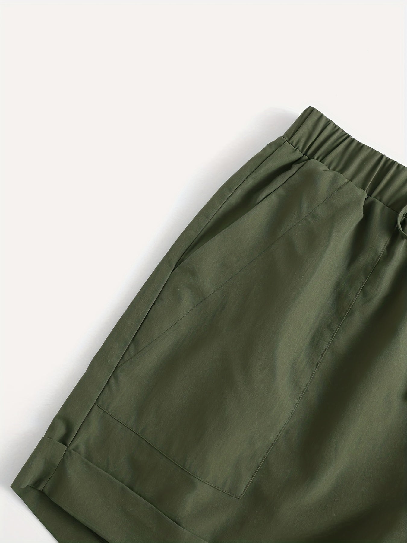 Casual Shorts Women's Plus Solid Elastic Drawstring Shorts