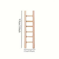 Mini Wooden Ladder Dollhouse Accessory Light Brown Intricate Detailing Creative