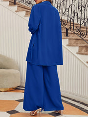  2 Piece Set Button Up Blouse & Wide Leg Pants Outfits