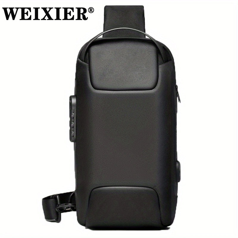 WEIXIER Men's Waterproof Waist Bag USB Charging Lock Gift For Father