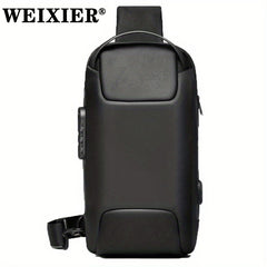 WEIXIER Men's Waterproof Waist Bag USB Charging Lock Gift For Father