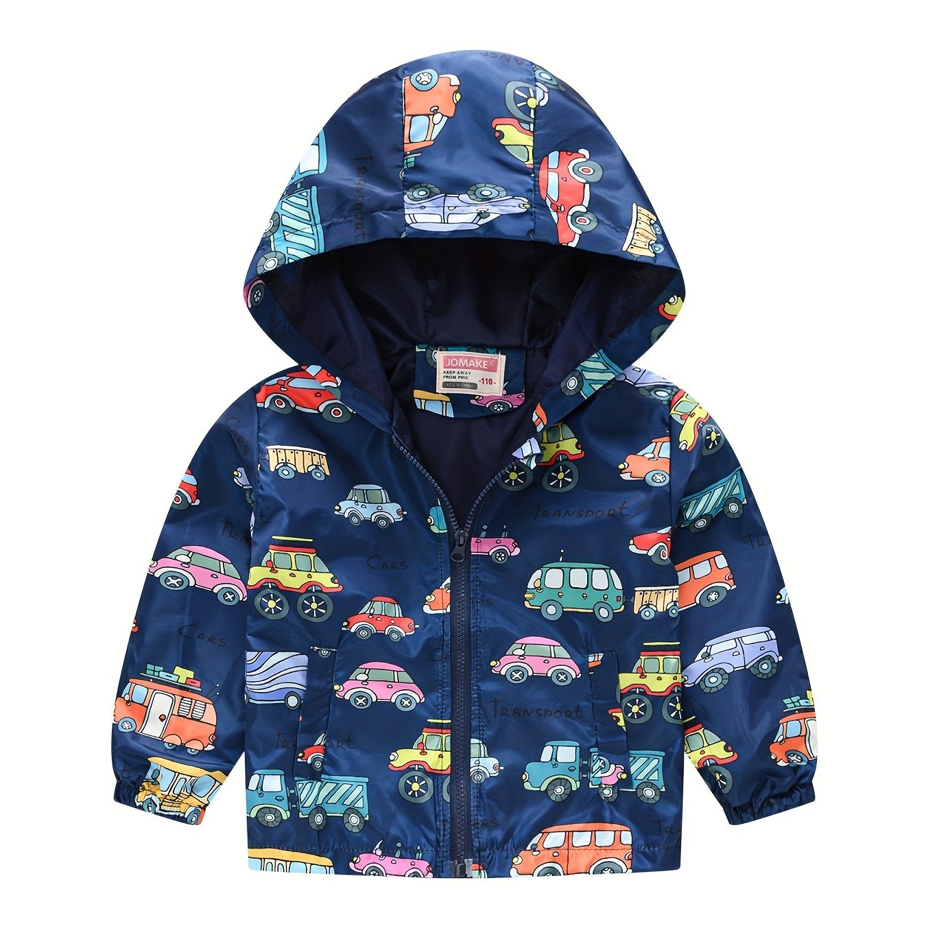 Boys Teen Car Graphic Zipper Hooded Jacket Spring Fall