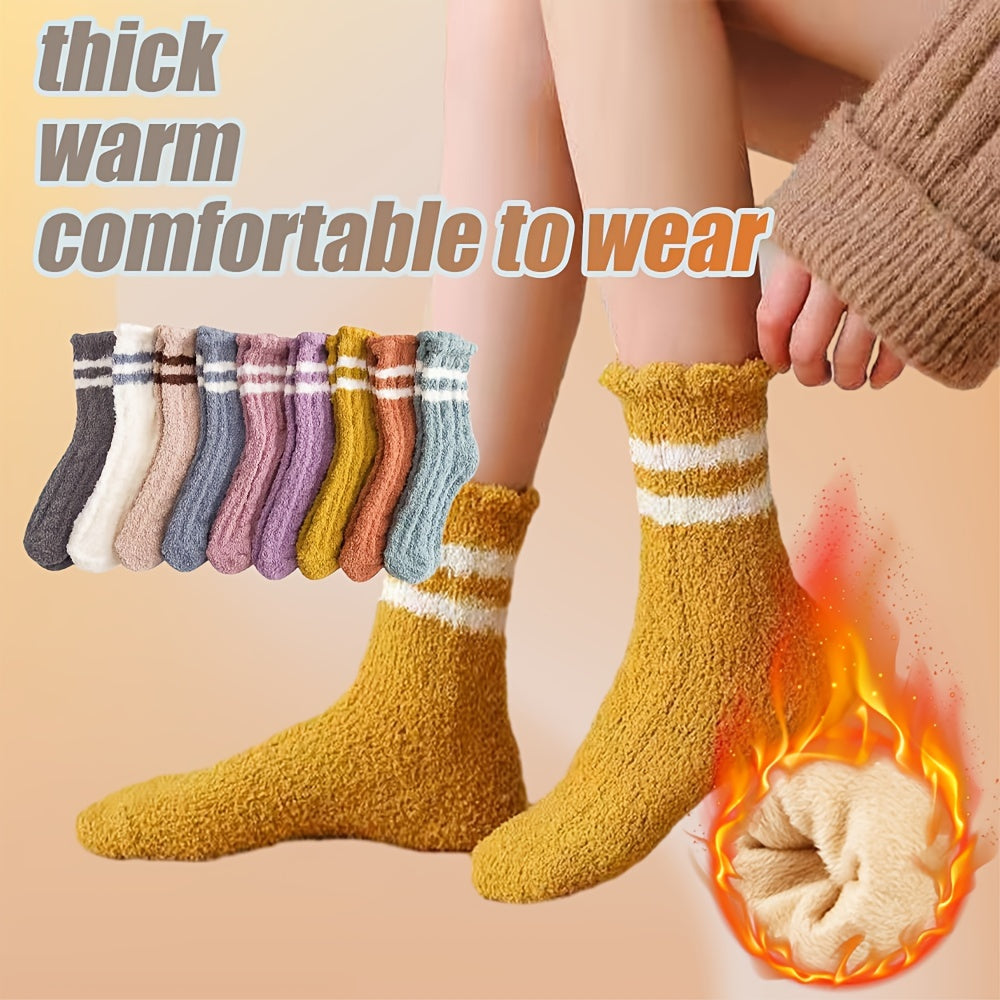 3pairs Fuzzy Slipper Socks Cozy Warm Winter Home Sleeping Socks with Grippers