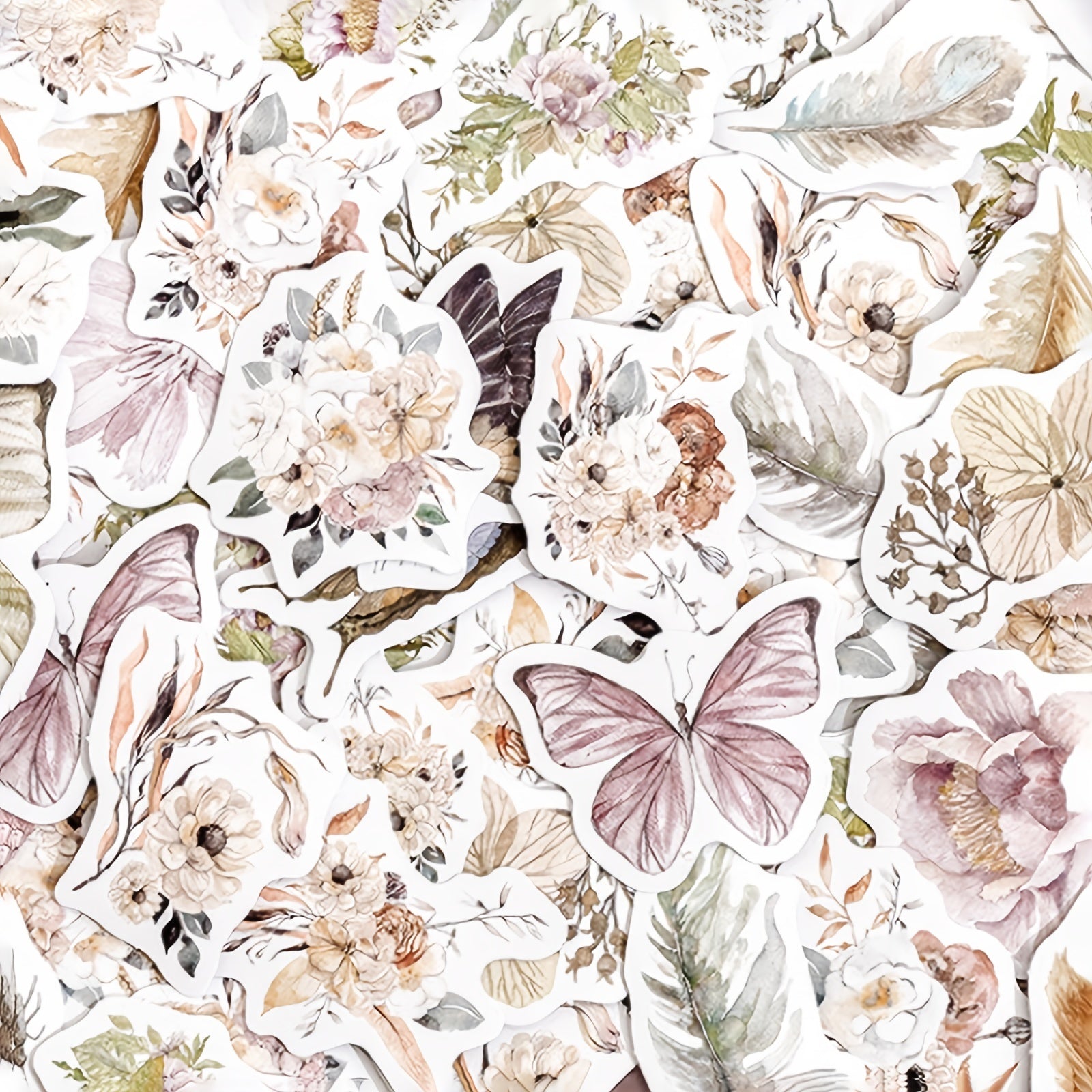 46pcs B137 Butterfly Series Sticker Boxed Full blown Flowers Falling