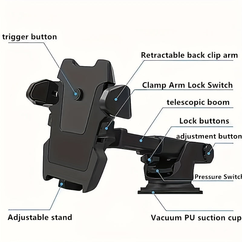 360&deg; Rotating Telescopic Arm Car Phone Stand