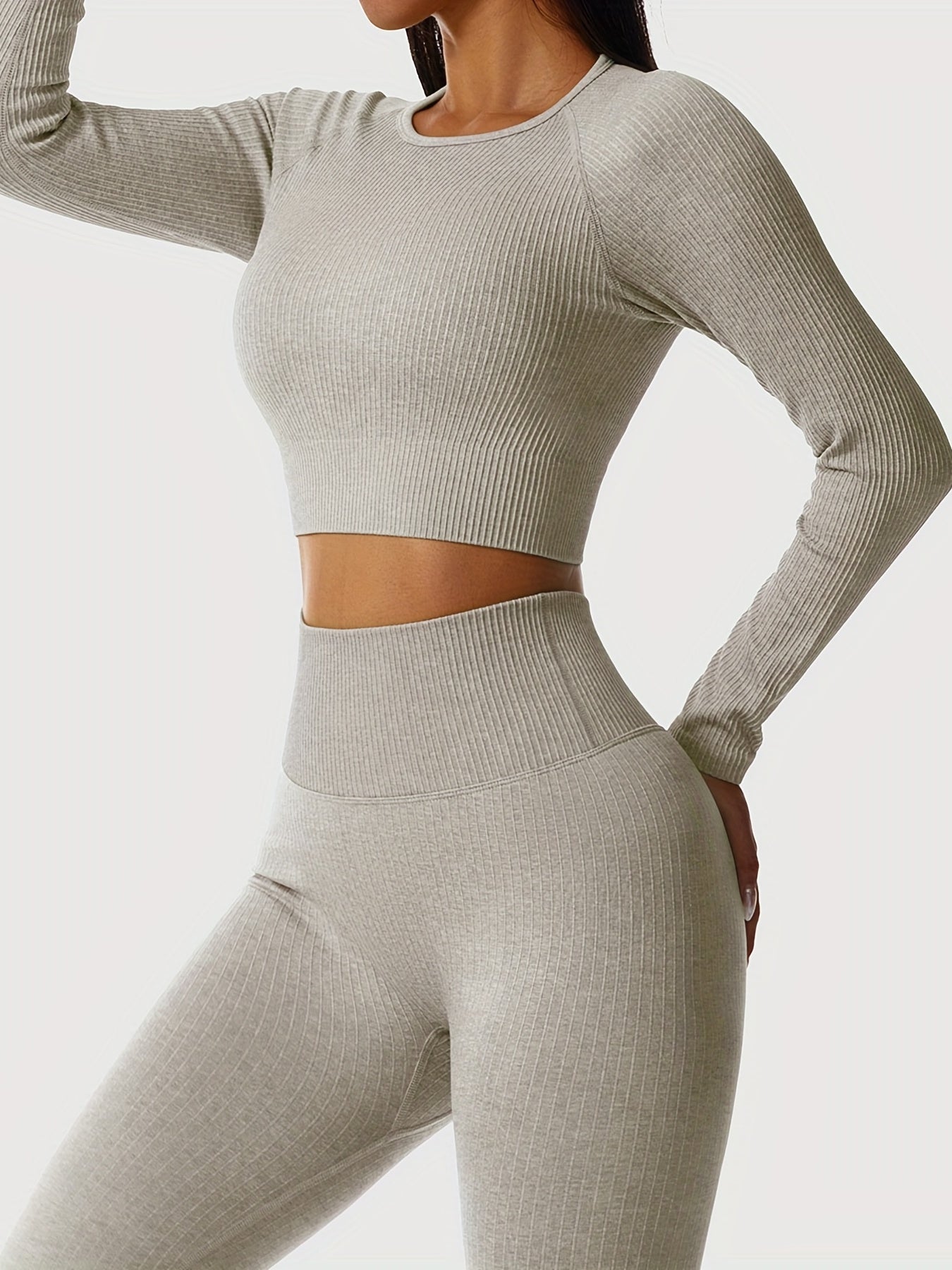 Yoga Set Long Sleeve Crop Top and Butt Lifting Leggings