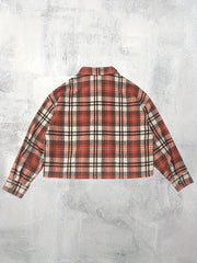  Plaid Print Long Sleeve Button Up Lapel Collar Shirt Top