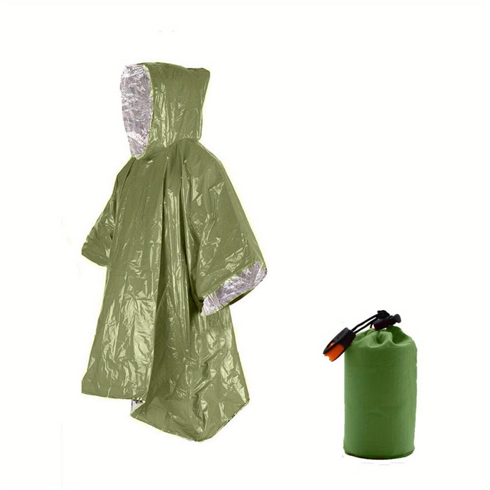 Portable Waterproof First Aid Raincoat with Survival Whistle
